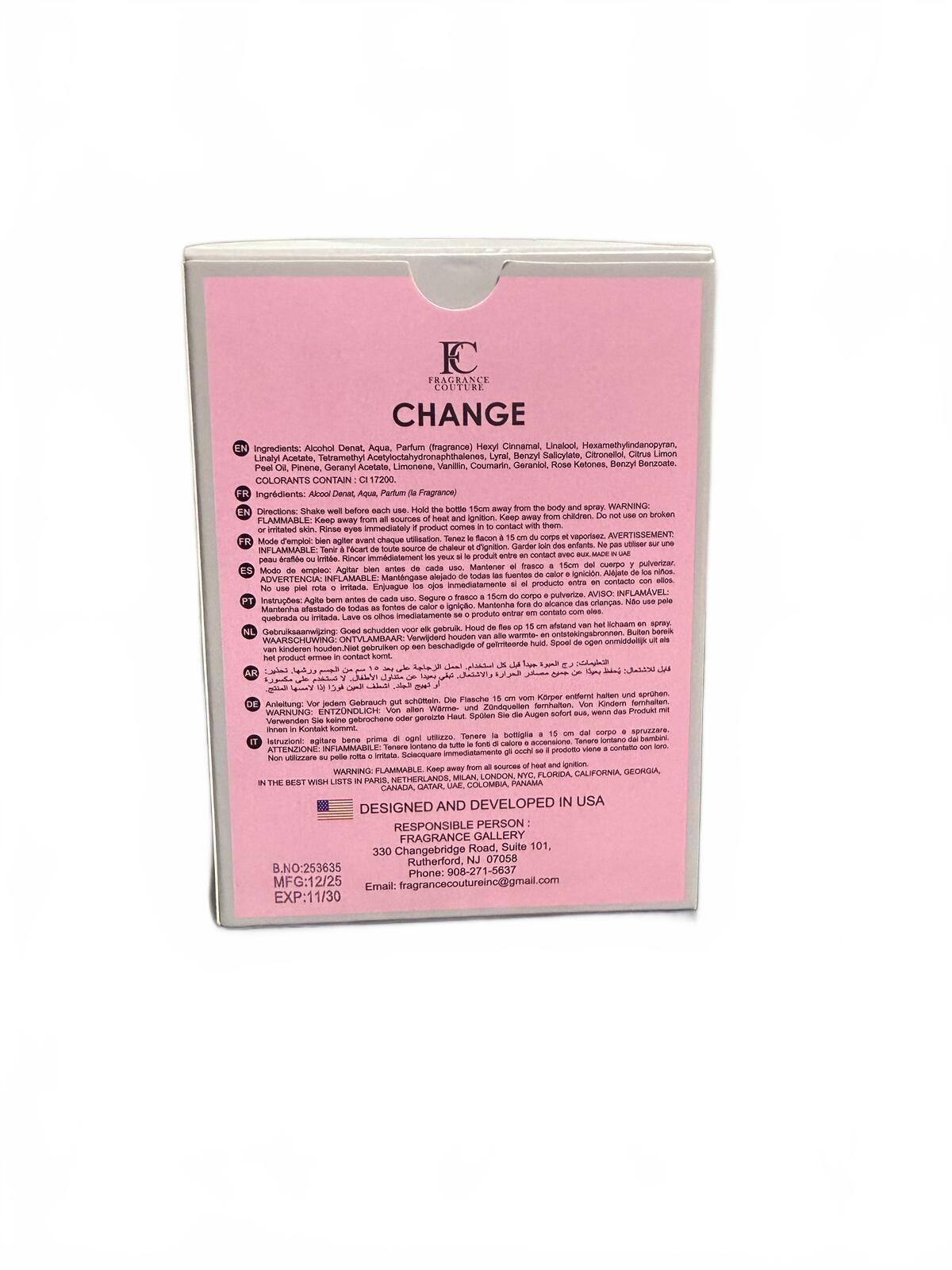 Change 3.4 oz EDP for Women – Elegant Floral Chypre Scent