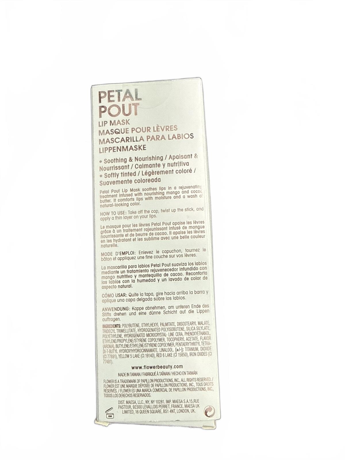 FLOWER BEAUTY PETAL POUT LIP MASK, SMOOCH LM4, 0.05FL. OZ.