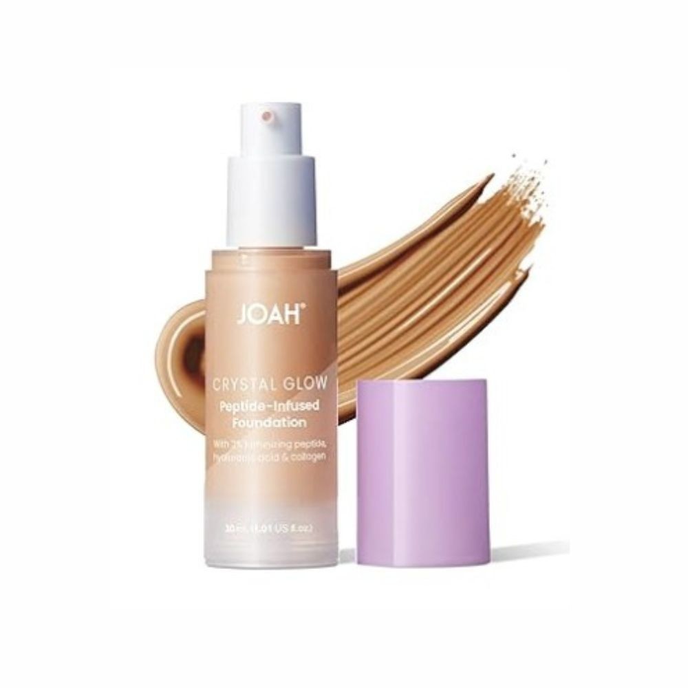 JOAH CRYSTAL GLOW FOUNDATION MEDIUM WARM MW020 PEPTIDE HYALURONIC 1.01OZ NEW