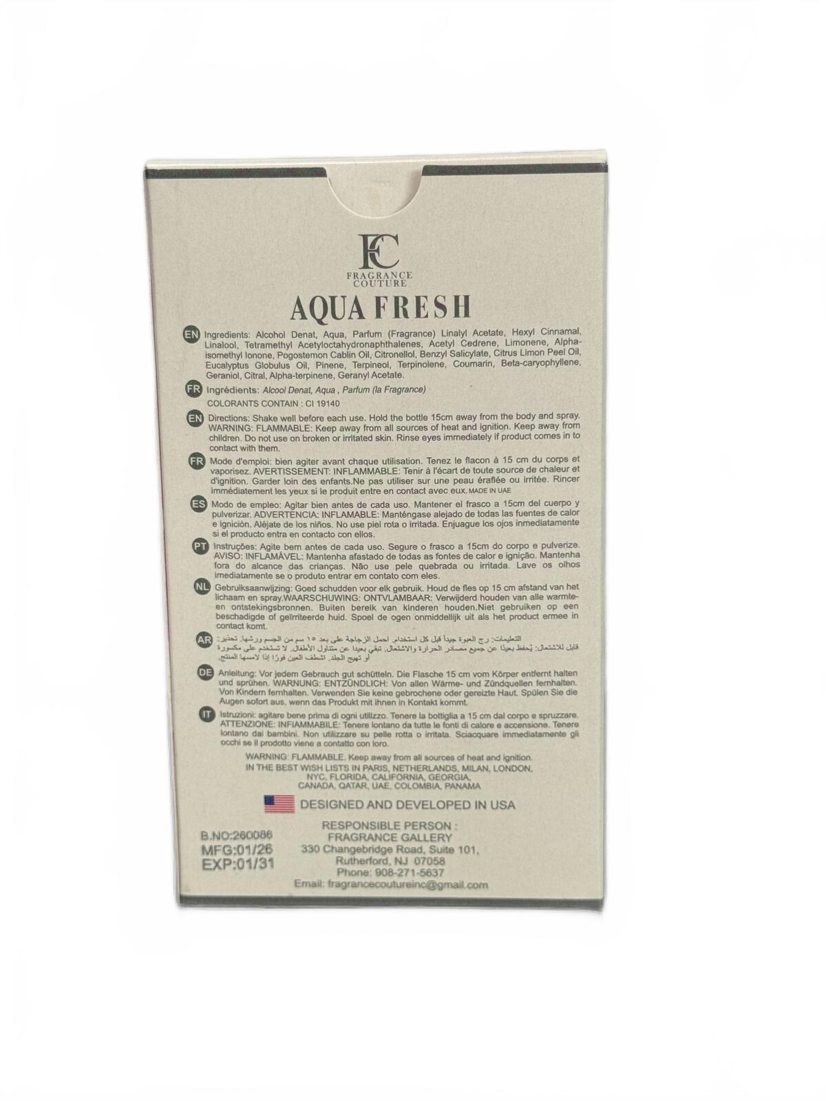 Aqua Fresh for Men Eau de Parfum – 100ml / 3.4 fl oz