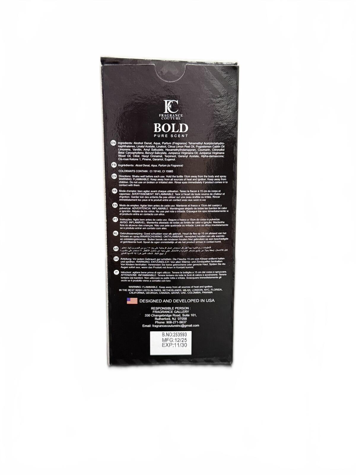 Bold Pure Scent Men 3.4 oz (100 ml) EDP – Fresh Woody Confidence