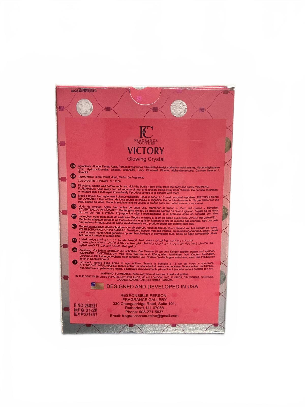Victory Glowing Crystal Women 3.4 oz (100 ml) EDP – Fresh & Radiant