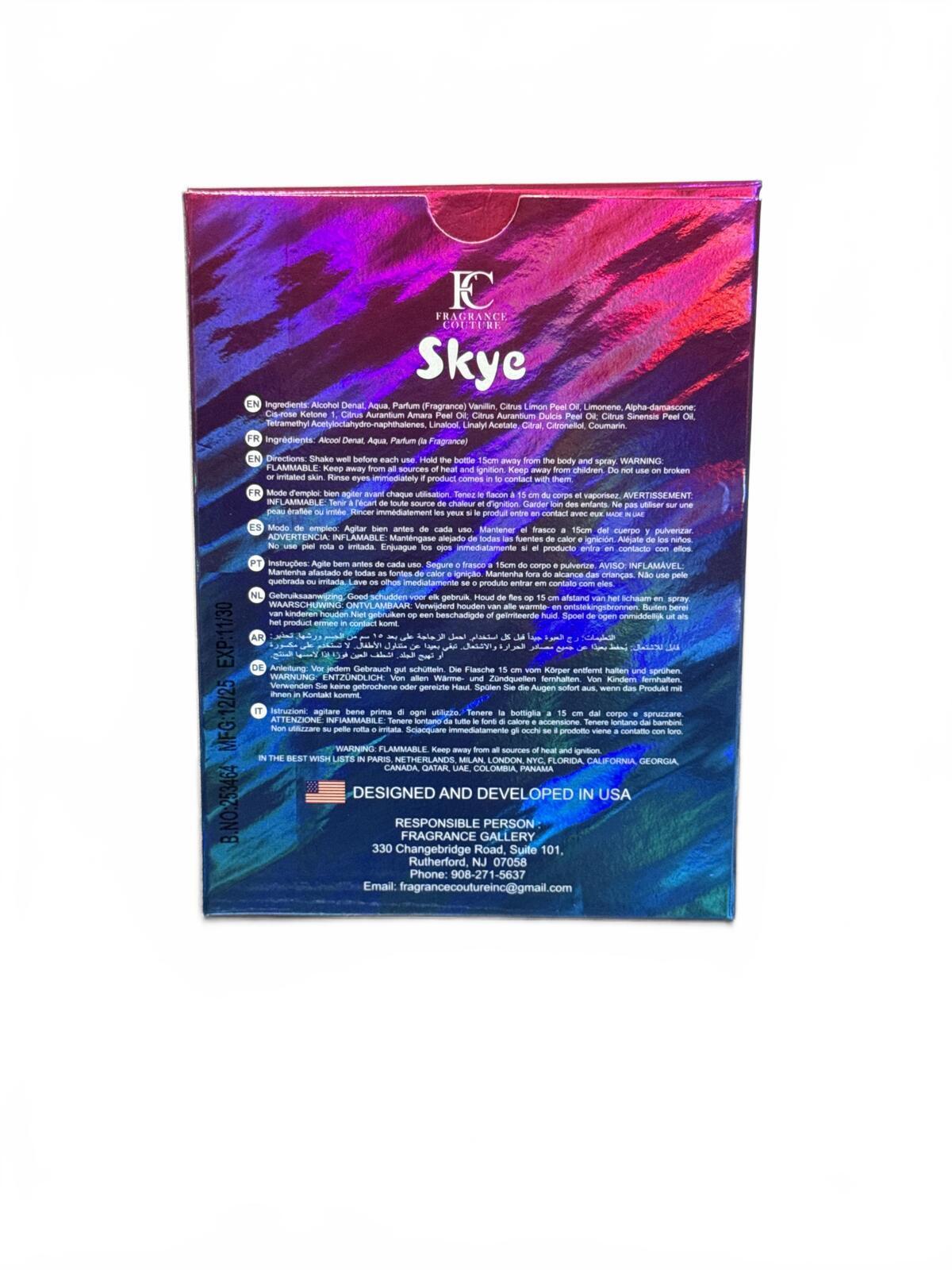 Skye 3.4 oz EDP – Fresh Floral & Fruit Scent