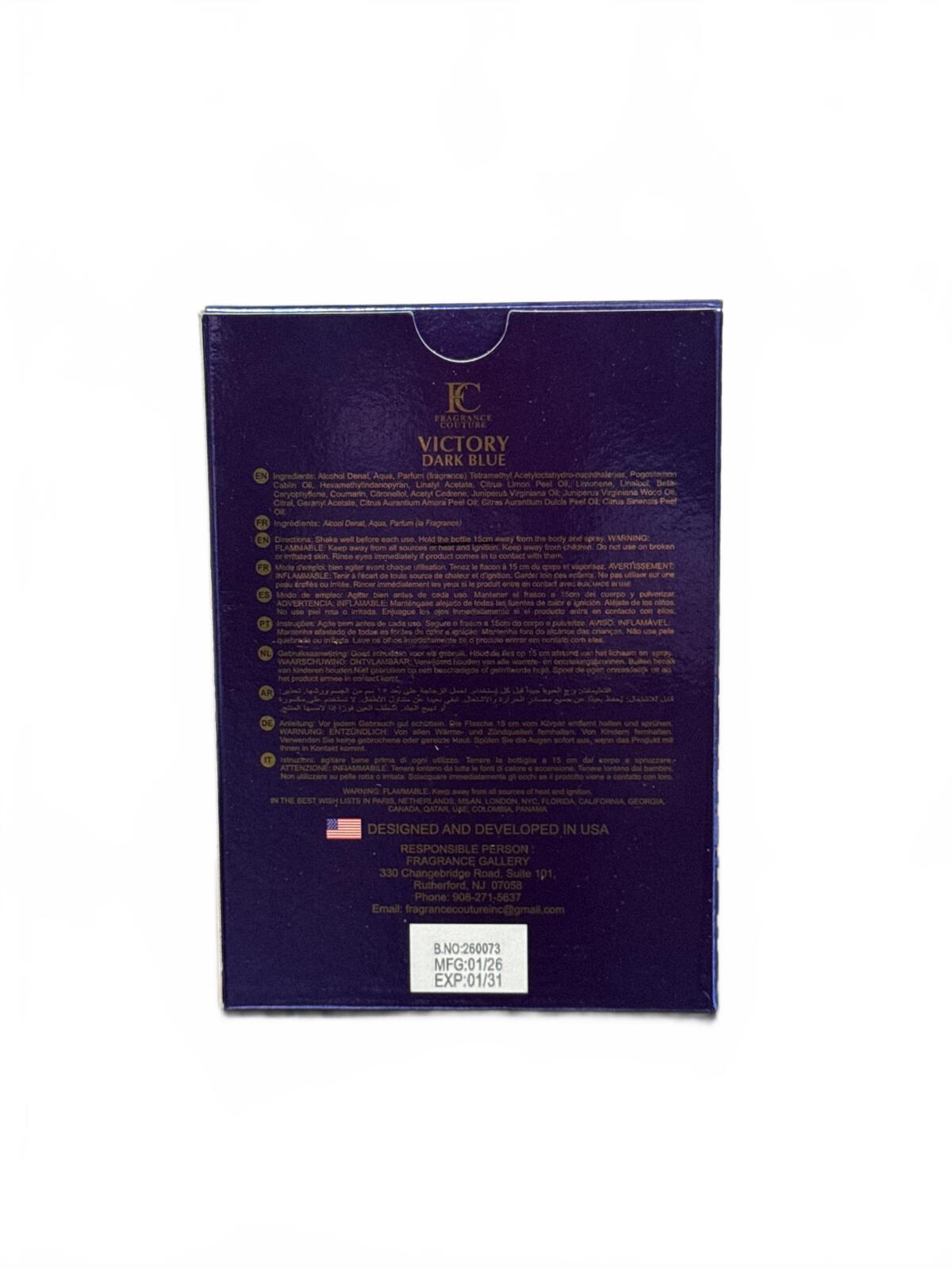 Victory Dark Blue 3.4 oz EDT – Fresh Aquatic Scent